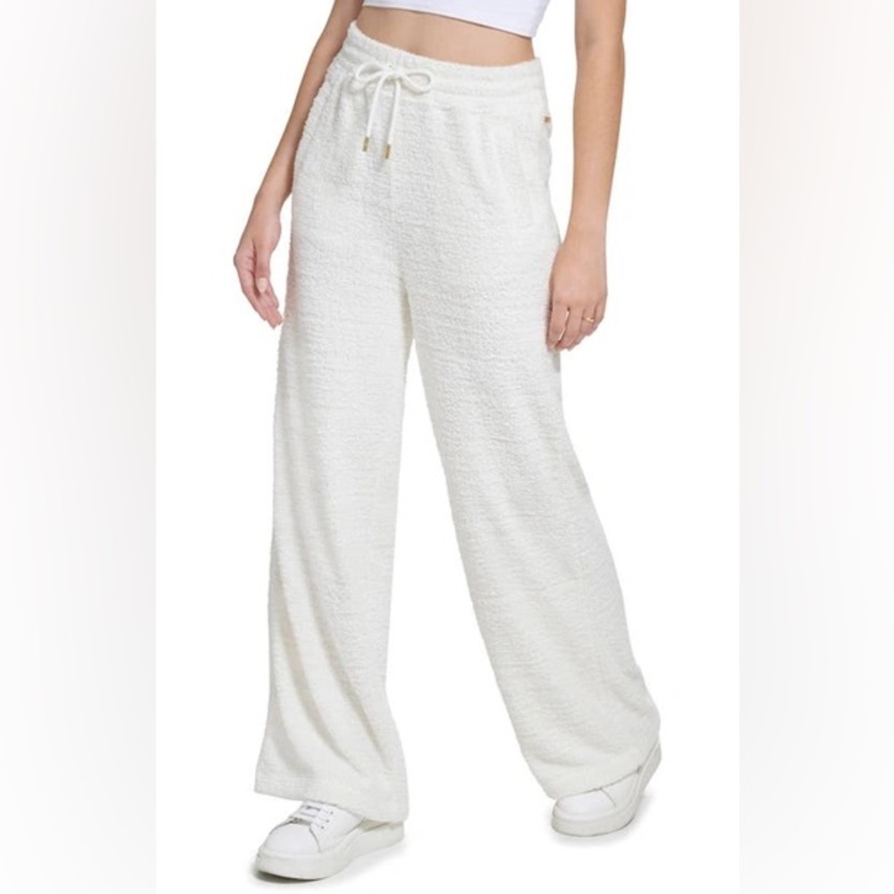 ANDREW MARC SPORT Women WIDE LEG FUZZY PANTS IN IVORY size XL